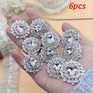 TEMU 드레스, 코트, 스웨터용 빈티지 화이트 메탈 장식 라인스톤 카디건 버튼 6개 세트 - 반짝이는 신발 및 모자 DIY 공예 액세서리, 한국 스타일 의류 장식용 옷 단추