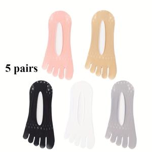 TEMU 3켤레/5켤레 여름용 통기성 좋은 편안한 메쉬 5발 양말, 실리콘 미끄럼 방지 밑창, 스타일과 실용성을 결합한 로우컷 보이지 않는 보트 양말