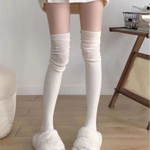 TEMU 1/3쌍 여성용 오버니 스플라이싱 스타킹 - 밀크 화이트 하이터 양말, 가을 겨울용 코지 패션 JK 스타일 핸드워시 케어, 다재다능한 매치, 트렌디한 액세서리, 부드러운 소재