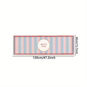 TEMU 1개 소프트 스웨이드 플로어 매트 15.75X47.24인치 - 블루 앤 핑크 패턴 