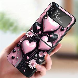 TEMU 폰 케이스: 갤럭시 Z 플립4 Z 플립5 Z 플립6 Z 플립 7 6 5 4 3 Z 플립7 FE Z 플립3 하드 백 커버 섬세한 러브 아트