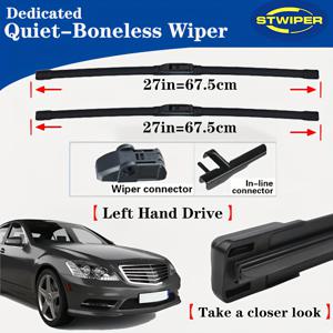 TEMU ST 와이퍼 1쌍, Mercedes-Benz S-Class W221, 2005-2013년식에 적합, 자동차 교체 와이퍼 키트, 전면 윈드쉴드 와이퍼 블레이드, 모든 날씨에 향상된 안정성, 내구성 있는 성능, 27