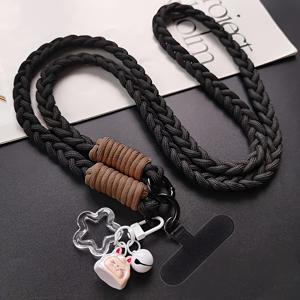 TEMU 여성용 땋은 크로스바디 휴대폰 랜야드 긴 분실 방지 스트랩, 야외 여행용, 핸즈프리 어깨/허리 가방 스트랩, 내구성 있는 땋은 끈 크로스바디 휴대폰 스트랩, 핸즈프리 휴대, 여행용 액세서리 장난기 있는 액세서리, 튼튼한 클립 패치