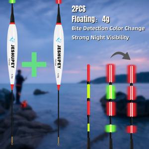TEMU 2 Bite 스마트 색상 변경 수상용구, 야광 전자식 낚시 찌, 3g-14g 무게, 바다 보트낚시용, 플라이 낚시 액세서리, 야간 낚시 장비 | 스무스 블루 수상용구 | 높은 가시성 소재
