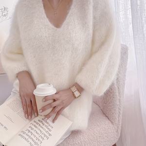 TEMU 플러스 사이즈 - 플러스 사이즈 - 여성용 대형 사이즈 신상 하이엔드 루즈 V넥 스웨터, 가을철에 완벽