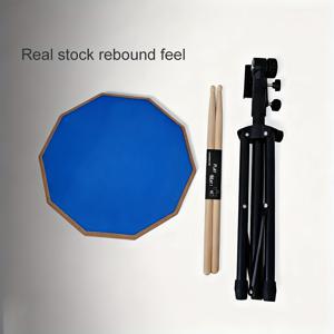 TEMU 12인치 실리콘 표면 무소음 드럼 연습 세트 (연습 패드, 드럼 스틱, 스탠드 포함)