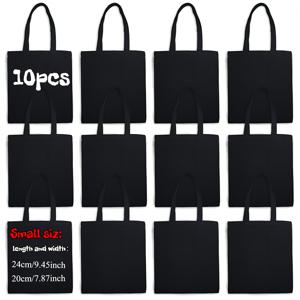 TEMU 그녀/남자를 위한 선물 10개 검정 캔버스 토트백, 작은 쇼핑백, 할로윈 토트백, 광고, 홍보, 선물, 이벤트에 적합, 재사용 가능한 쇼핑백, 가방, 접이식 패브릭 가방, 광고 전문가, 선물 주인