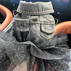 TEMU 소형견용 드레스 1개 - 블랙 튤 스커트 & 리드 부착 가능 - 스냅 버튼 코스튬 (포메라니안, 치와와, 시츄용) - 봄/가을 웨딩, 파티 의상 (손세탁 전용)