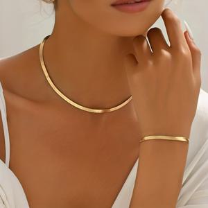 TEMU 2개 레트로 뱀 체인 주얼리 세트, 여성 팔찌 및 목걸이 세트