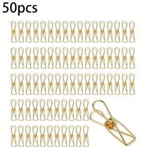 TEMU 50개 종이 클립 금속 와이어 속이 빈 옷핀 다용도 바인더 클립 청구서 스테인리스 스틸 옷걸이 옷핀 학교 주방 야외 사무실용 (소형, 골드)