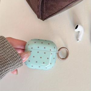 TEMU 민트 마몽테 그린 브라운 물방울 무늬 + 링 이어폰 케이스 (Apple Airpodspro3 케이스/Airpodspro2 케이스/Airpods4 케이스/Airpods3 케이스/Airpods2 케이스용)/패션 여성 이어폰 케이스/간편 이어폰 케이스