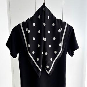 TEMU 100% 실크 엘레강스 여성 스카프 - 폴카 도트 프린트 사각 스카프, 크기 27.56*27.56인치, 및 선물용으로 적합, 스타일리시하고 부드러운 헤드스카프 및 헤어 액세서리, 여성용 엘레강스 숄, 여성 넥 스카프