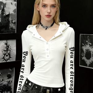 TEMU 새로운 봄 고딕 스타일 드 벨벳 원단 클래식 디자인 탑, 부드러운 질감의 후드티, 긴소매 후드 티셔츠