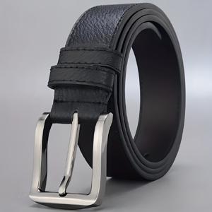 TEMU 메탈 합금 버클 천연 가죽 남성용 벨트, 남자친구 생일 선물용 순면 허리 벨트, 청바지용 블랙 및 브라운 색상으로 제공