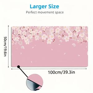 TEMU 다양한 사이즈의 핑크 배경과 퇴색된 흰색 벚꽃 디자인의 대형 게이밍 마우스 패드. 미끄럼 방지 베이스가 장착되어 있습니다. 이 초대형 데스크 매트는 사무용품, 컴퓨터 장식 및 데스크탑 장식에 이상적입니다.
