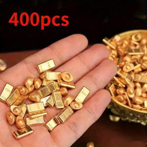 TEMU 행운 테마 파티, 결혼식, 설날 장식용 400개 미니 금괴 - 전기도금 마감 처리된 사실적인 금 주괴, 부자가 되는 것을 상징하는 진흥 장식용 내구성 있는 플라스틱 금괴, 선물용 테이블 중앙 장식품 및 역사 전시용
