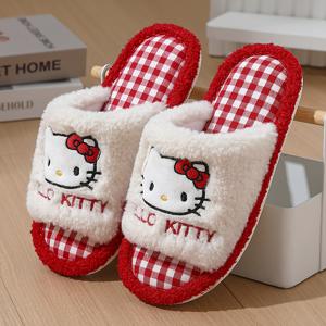 TEMU 헬로키티 부드럽고 편안한 여성 슬리퍼, 봄, 가을, 여름 가정용으로 적합, 캐주얼한 경우에 신기 쉬움, 편안함과 통기성을 위한 부드러운 내부, 여성 신발