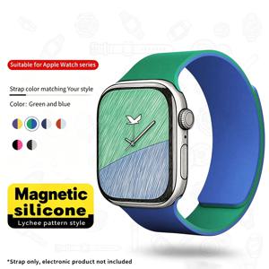 TEMU 투톤 마그네틱 스마트워치 케이스, 애플 워치 울트라/시리즈/10/9/8/7/6/5/4/3/2/1 호환, 대소문자 구분 커넥터, 빠른 마그네틱 착용감의 부드러운 스트랩, 스포츠/헬스장/데일리용으로 적합 - 남녀공용 디자인|짐웨어