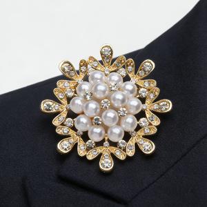 TEMU 진주 및 라인스톤 코트 스웨터 브로치 플로럴 핀 의류 액세서리
