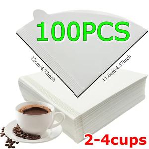 TEMU V자형 커피 필터 종이 - 2~4잔용, 우수한 인성의 고품질 백색 종이로 제작. 콘형 드립 필터 및 핸드드립 커피메이커와 호환. 밀크티숍용 차 및 콜드브루 음료 여과에 적합