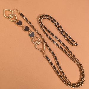 TEMU PU 가죽 직조 휴대폰 끈, 골드 메탈 하트 걸쇠와 긴 크로스바디 체인, 범용 분실 방지 휴대폰 스트랩, 여성 가방 및 지갑용 스타일리시 교체 숄더 스트랩, 싱글 숄더 핸드백 체인, 휴대폰 케이스 액세서리