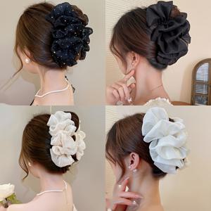 TEMU 여성용 우아한 블랙, 화이트, 실버 스타리 버블 헤어 클립 4개 세트, 데일리웨어, 파티, 웨딩 및 기타 행사에 적합