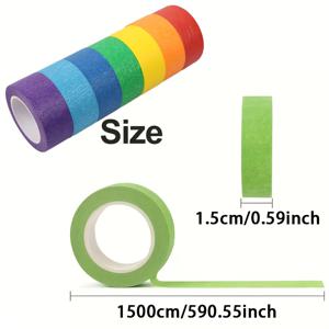 TEMU 7롤 컬러 마스킹 테이프 세트 | 0.59인치 폭, 590.55인치 길이, 미술 공예, 라벨링, 집, 학교 용품 장식에 적합, 다용도 공예 테이프 (어린이, 성인용)