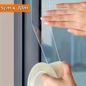 TEMU 1181.1인치/30미터 고점도 두꺼운 방수 자가 접착 창문 틈새 밀봉 테이프, 무봉제 웨더스트립, 방음 테이프. 방풍, 방진, 방수, 소음 감소 및 틈새 밀봉에 적합, 창문 전용 설계