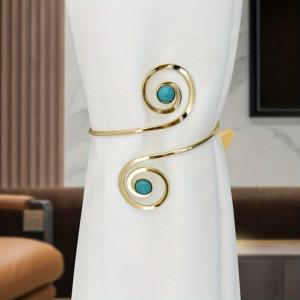 TEMU 1개 터키석 라이트 럭셔리 모던 커튼 타이, 침실 및 거실용 소프트 장식 메탈