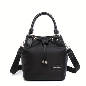 TEMU Shuofeil의 최신 여성용 나일론 패션 핸드백은 중년층을 위해 설계된 세련되고 실용적이며 넉넉한 버킷백입니다. 싱글 숄더 스트랩이 특징입니다.