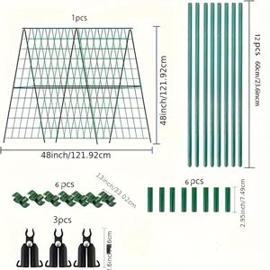 TEMU 접이식 오이 트렐리스, 1개, 지지대 12개, A형 커넥터 3개, 연결관 6개, 범용 클립 6개, 야외 정원용 A형 트렐리스, 덩굴식물, 채소, 꽃에 적합, 스틸 식물 지지대, 식물 덩굴 트렐리스 (순수한 녹색)