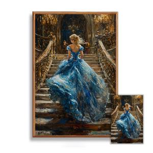 TEMU JOZYSH 1개 프레임리스 40X60Cm/15.7X23.6인치 11CT/14CT 프린트된 십자수 키트, 도망치는 공주가 특징이며, 편안한 십자수 자수 세트를 찾는 성인 초보자에게 적합합니다. 프린트된 캔버스, 바늘, 실, 패턴이 포함되어 있습니다.