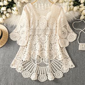 TEMU 코바늘 레이스 메쉬 탑 193#-7