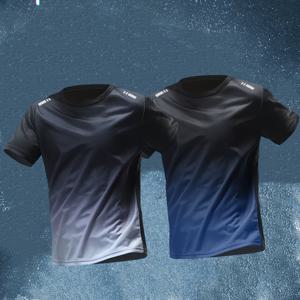 TEMU 2개 슬림 반팔 상의, 그라데이션 컬러 런닝 스포츠 봄/여름 상의, 티셔츠 캐주얼 슬림 타입 베이스 레이어