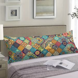 TEMU 1개, 빈티지 스타일 바디 베개 커버, 19.6*59 인치, 생동감 있는 폴리에스터, 꽃 패턴, 지퍼가 있는 장식용 긴 베개 커버, 가정 장식 및 침실 장식에 적합