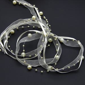 TEMU 1미터 진주빛 꽃무늬 리본 비즈 장식 - 부케, 공예 및 선물 포장용 장식 리본 - 인공 장식, 부드럽고 내구성 있는 DIY 프로젝트와 결혼식 장식을 위한 리본