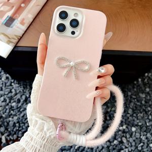 TEMU 휴대폰 케이스 - 새로운 글리터 IMD 리본 폰 케이스, 푹신한 핸드 스트랩과 함께 제공, 삼성 A51, A52, A53, A54, A55, A56, S20, S21, S23, S24, S25, A31, A32, A33 등 다양한 폰 모델에 적합