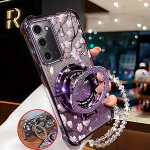 TEMU 휴대폰 케이스 - Note 20 로맨틱 장미 링 모양 스탠드 진주 넥스트랩 케이스, 편안한 착용감, 충격 방지 기능 강화, 엔터테인먼트용, 갤럭시 노트 20 호환