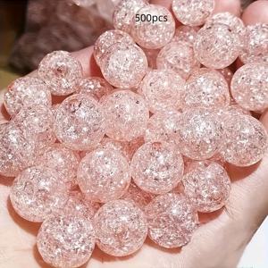 TEMU 500개 8mm 아크릴 크랙 버스트 비즈 - 독특한 유리 파손 효과가 있는 DIY 공예용 비즈, 주얼리 만들기 및 홈 데코, 장식 프로젝트용 스페이서 비즈, 생생한 색상의 반짝이는 마감
