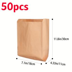 TEMU 50/100개 중대형 크래프트 종이 봉투, 브라운 와인 백, 테이크아웃 백, 와인, 식료품, 레스토랑, 소매, 사무용품 보관, 창의적인 공예, 수공예 워크숍, 시장 매점 포장용