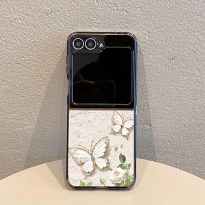 TEMU 삼성 갤럭시 Z 플립 6, Z 플립 5, Z 플립 4, Z 플립 3 5G용 귀여운 흰색 나비 풀바디 다크 그레이 투명 블랙 방탄 휴대폰 케이스, 듀얼 스크린 폴더블 TPU 케이스, 슬림 경량, 내구성 강한 스크래치 방지 커버