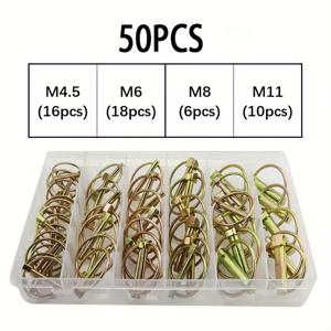 TEMU 50개입 아연 도금 안전핀 O-링 스프링 버튼 잠금 핀 위치 고정 핀