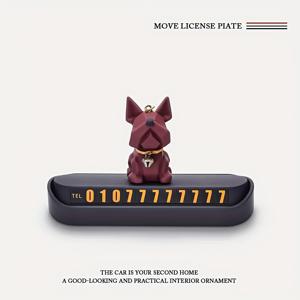 TEMU 두 가지 색상 제공: 블랙 또는 레드. 창의적인 기하학적 프렌치 불독 자동차 전화번호판, 패셔너블한 장식품, 임시 주차 자동차 번호판, 자동차 휴대폰 홀더, 차량용 임시 주차