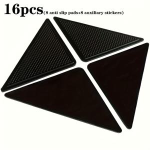 TEMU 16개 재사용 및 세척 가능, 컷아웃 미끄럼 방지 카펫 테이프 양면 접착제 - 안전한 홈 - 차량 장식 접착 (카펫 스티커 8개 + 보조 스티커 8개)
