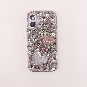 TEMU 폰 케이스: 럭셔리 패션 핑크 하드웨어 롤리팝 진주 하트 낙하 방지 폰 케이스, 랜야드 포함, 아이폰 17 프로 맥스 / 16 플러스용