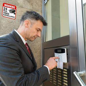 TEMU 8개입 3.93인치 24시간 감시 경고 스티커 - 가정 보안 문 및 창문 라벨, 상점 및 편의점용 - 도난 방지 감시 스티커