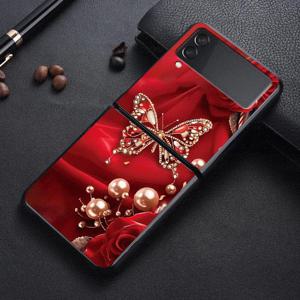 TEMU 삼성 갤럭시 Z 플립 7 6 5 4 3 Z 플립5 Z 플립4 Z 플립7 FE Z 플립6 Z 플립3 호환 폰 케이스 레드 쥬얼리