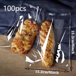 TEMU 100개 투명 자체 밀봉 쿠키 백 - 재사용 가능한 유리 종이 선물 가방, 선물, 제품, 케이크 및 빵 포장에 이상적이며 가정 주방 및 베이킹 용품에 완벽한 선택입니다.