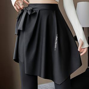 TEMU 여성용 스포츠 패션 레이스업 테니스 스커트, 엉덩이 커버 피트니스 요가 러닝 스커트, 비침 방지|치마바지