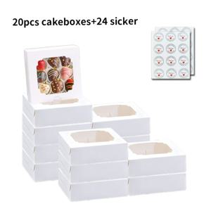 TEMU 바스크 디저트용 20개 흰색 8X8X2.5인치 창문 케이크 상자 (생일 파티, 결혼식, 발렌타인데이, 크리스마스, 케이크 포장, 크림 쿠키, 마카롱, 치즈케이크, 초콜릿 딸기 케이크 등에 적합)